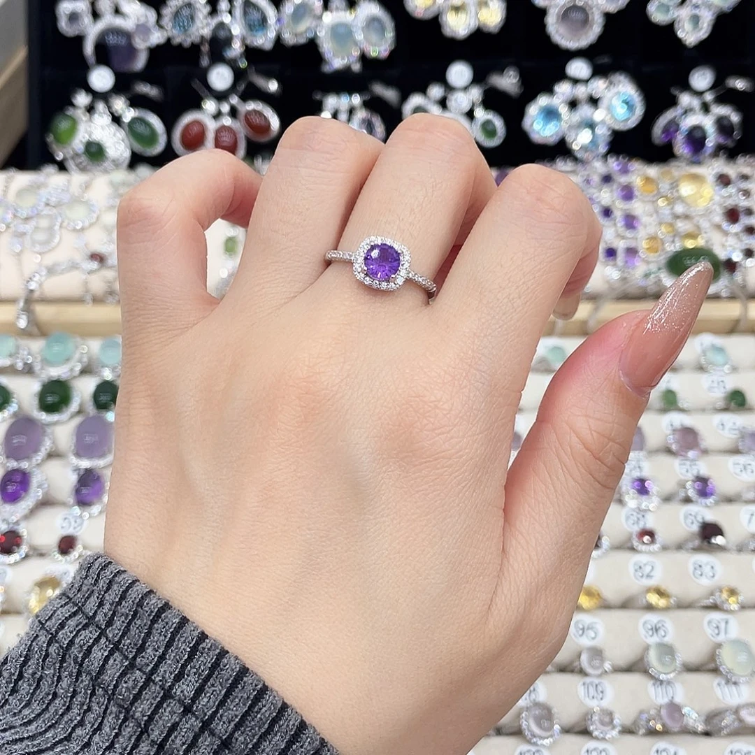 银S925镶嵌戒指紫晶