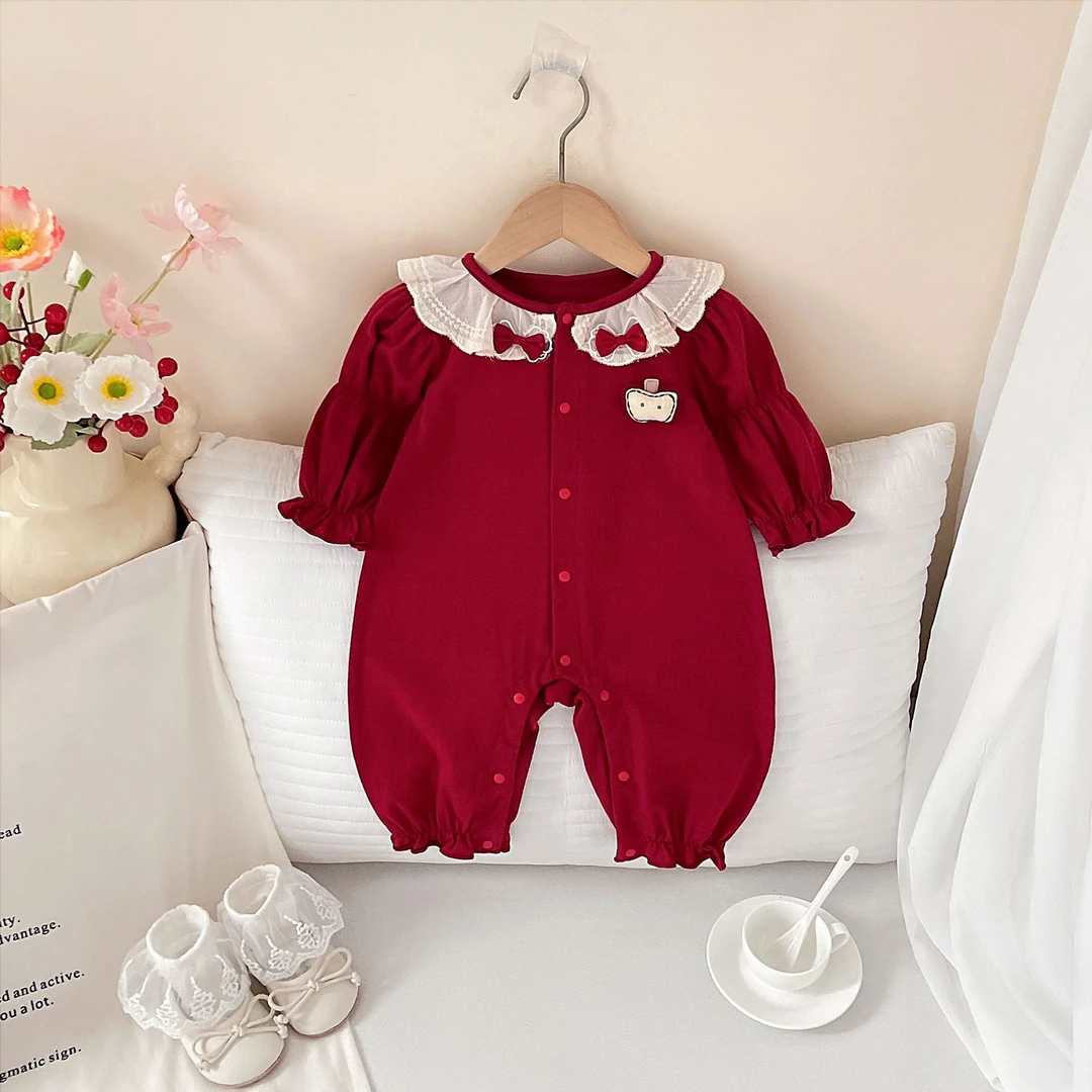 婴儿宝宝衣服春秋连体衣公主风新生超萌周岁礼服满月百天爬服哈衣