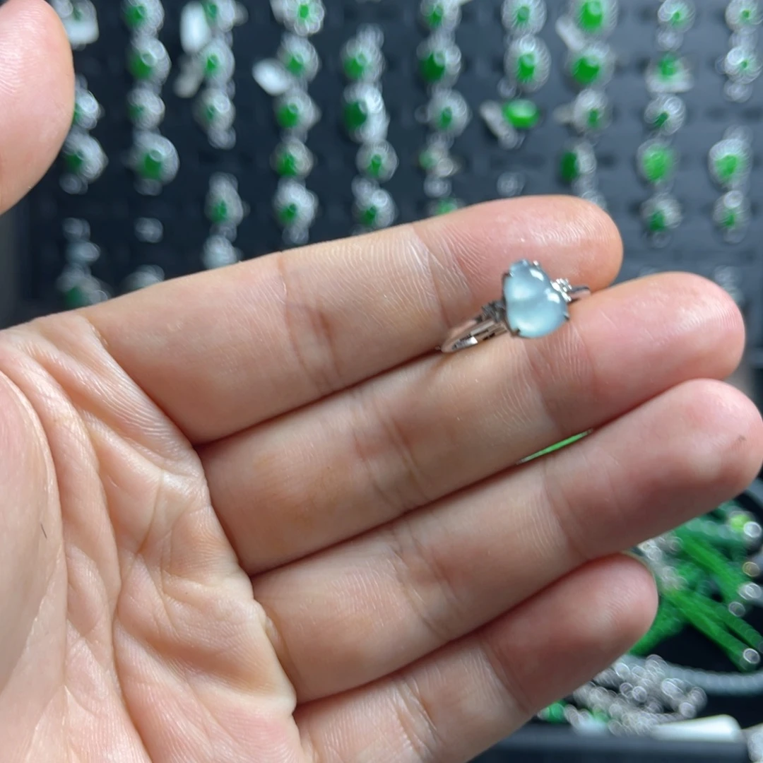 银S925镶嵌戒指翡翠翡翠戒指