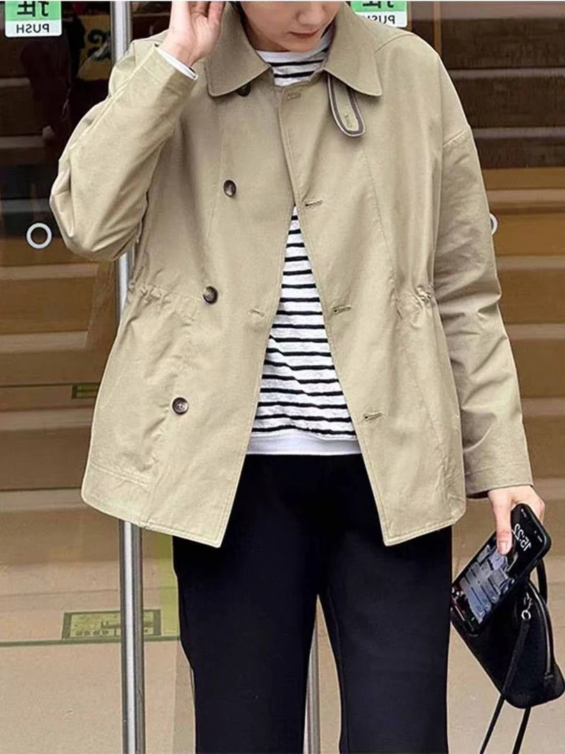 秋季短外套女休闲春秋短款老钱风大衣春季翻领上衣