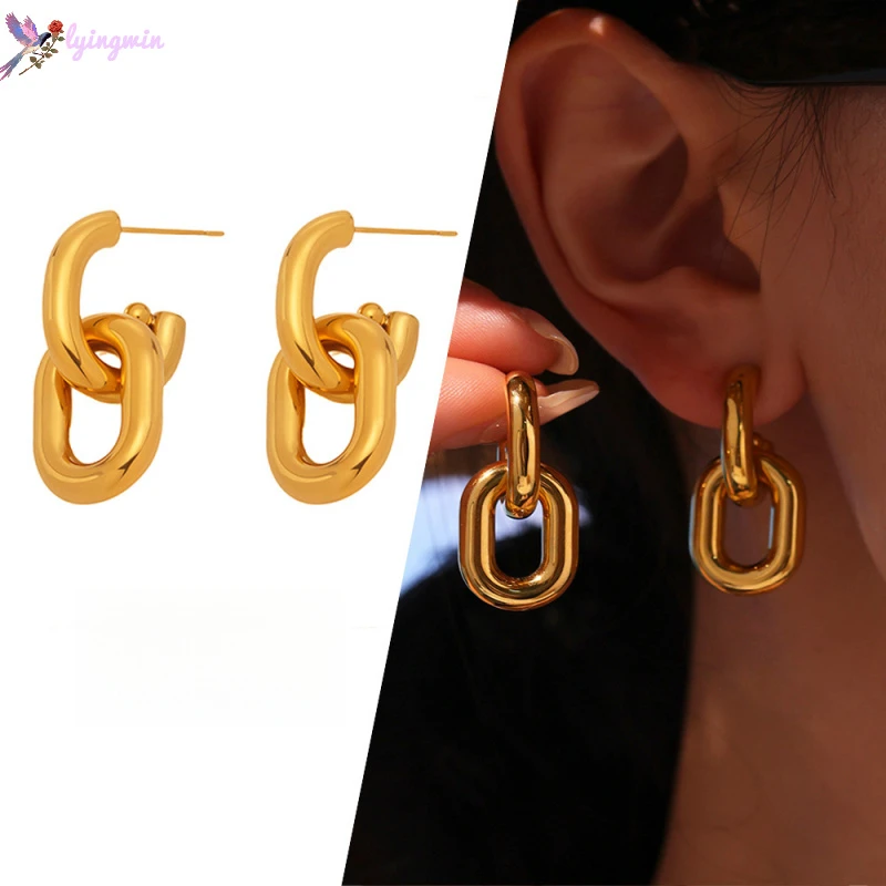 不锈钢无非金属耳饰 双U型耳环高级感气质简约时尚欧美百搭显脸小