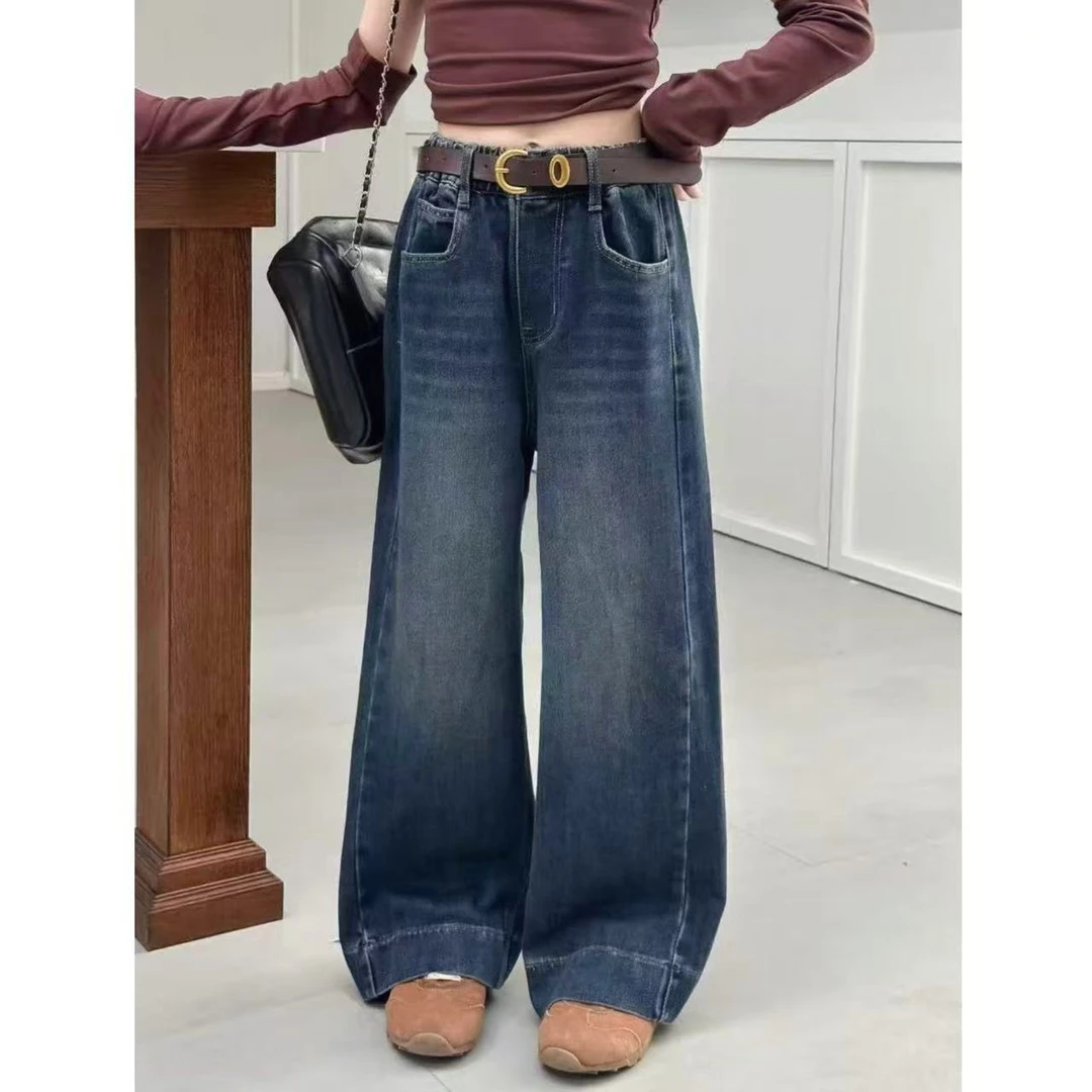 【软糯糯】女童秋款阔腿直筒牛仔裤版型宽松长裤DH0231