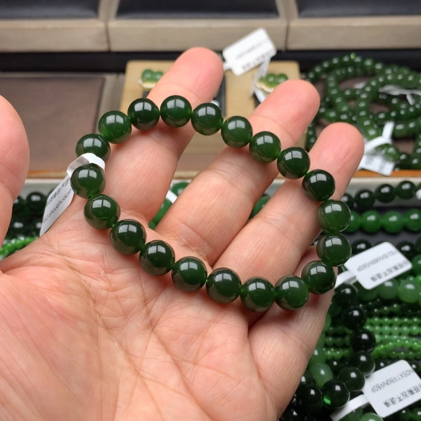 【闪购商品】未镶嵌手串和田玉（碧玉）草*酱10m m