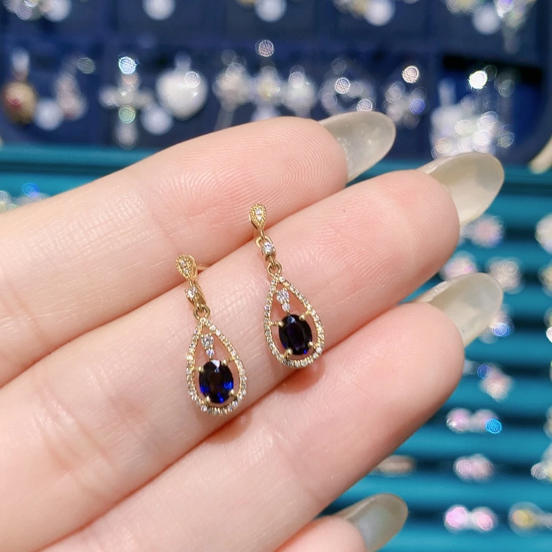 【闪购商品】耳钉蓝宝石18K金镶嵌