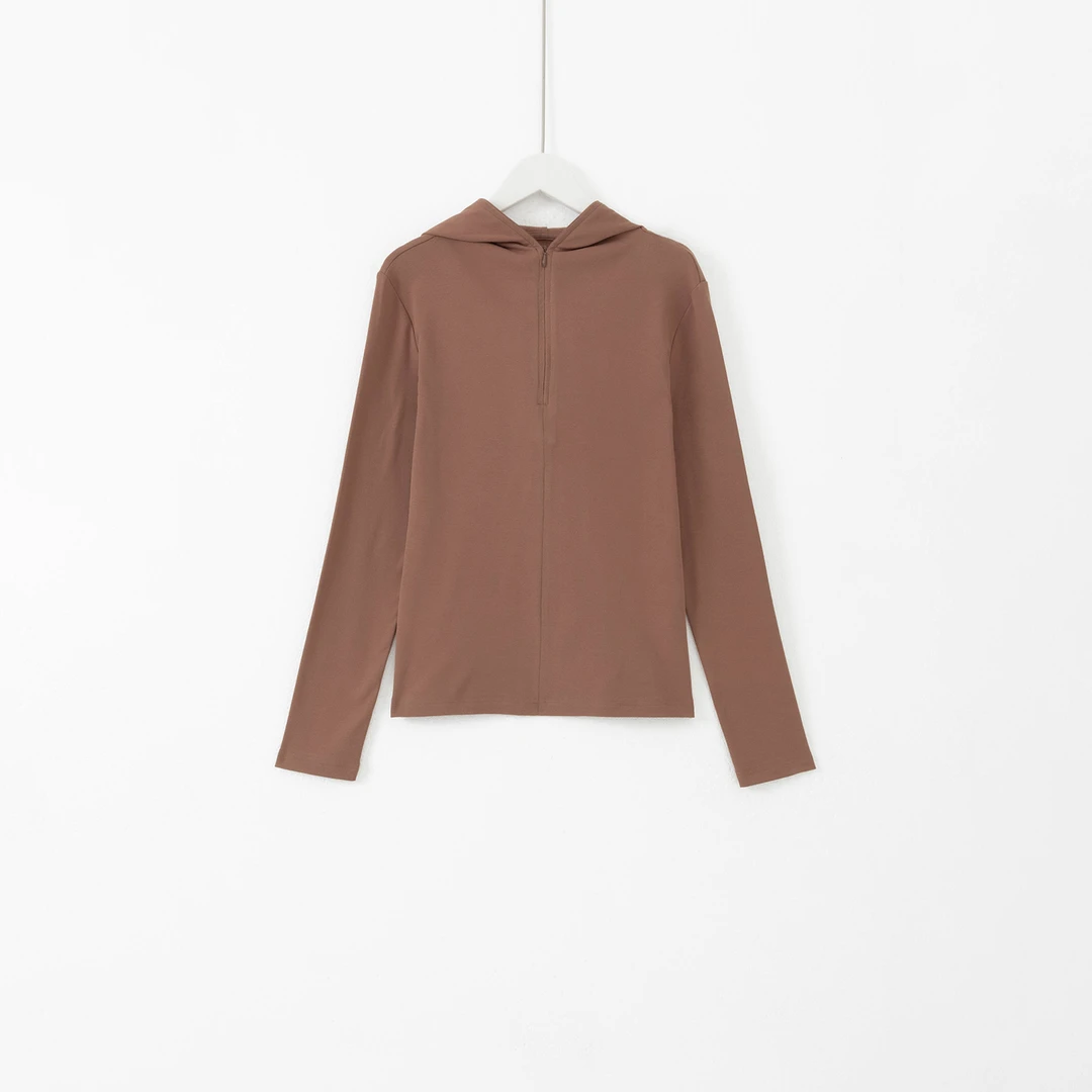 几里与麻 半拉链修身连帽卫衣 衣长56胸围86 2091757