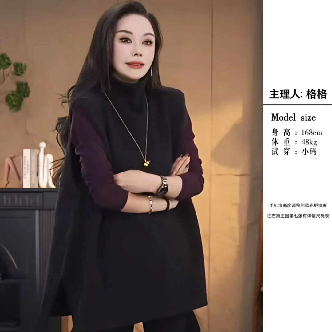 【格小姐】2535-2秋款欧版时尚潮流套头立领双开叉飘带毛针织马甲