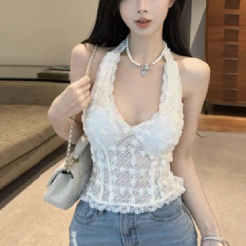 修身型百搭少女风吊带背心法式短款小众辣妹设计感