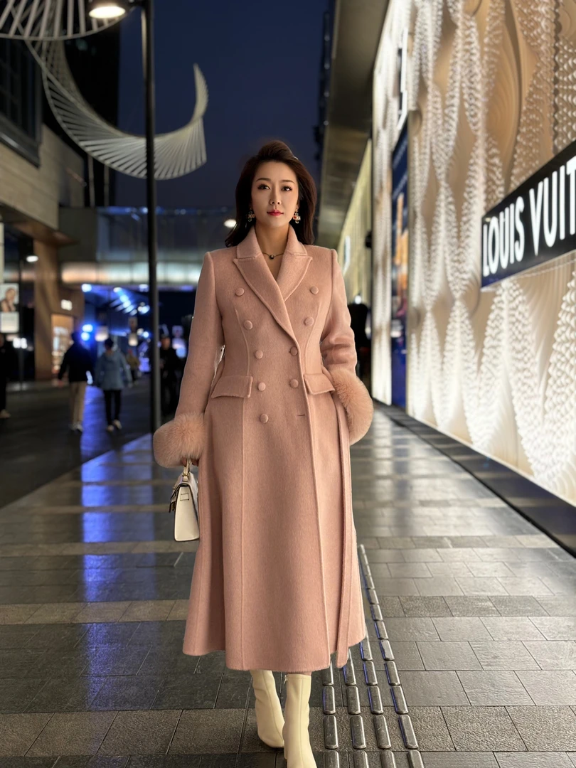 首尔大衣高级感2025毛呢外套新款双面羊毛呢秋冬女长款