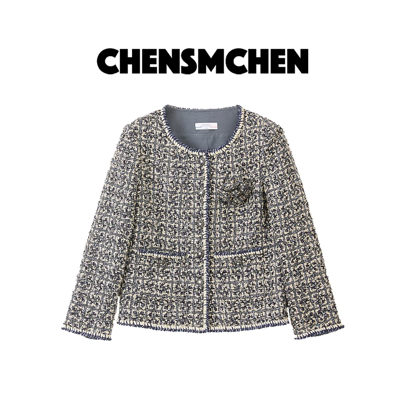 CHENSMCHEN 进口粗花呢经典小香外套女复古优雅精致上衣CSW5609TT