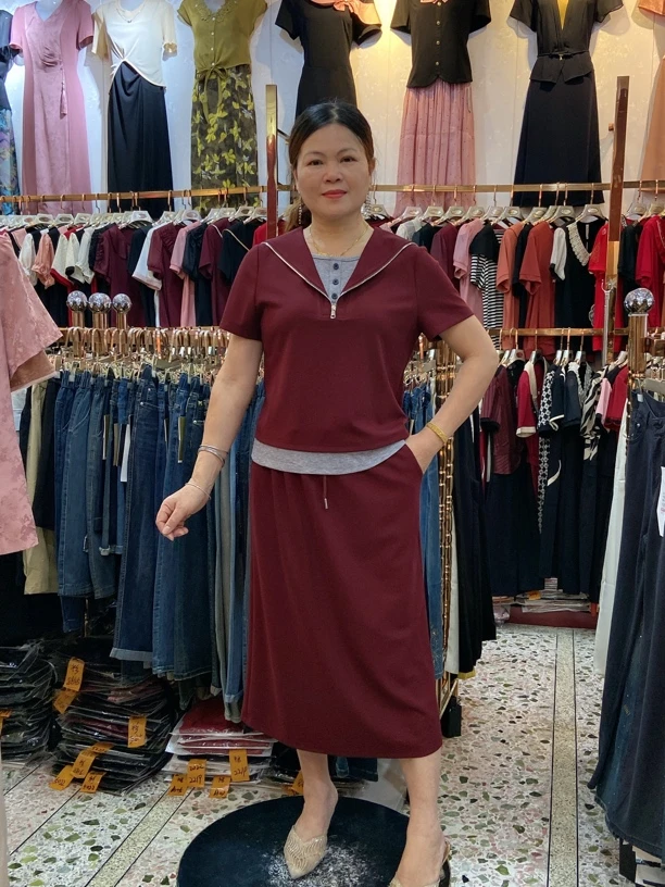 YF！616#气质海军领拼接设计两件套裙