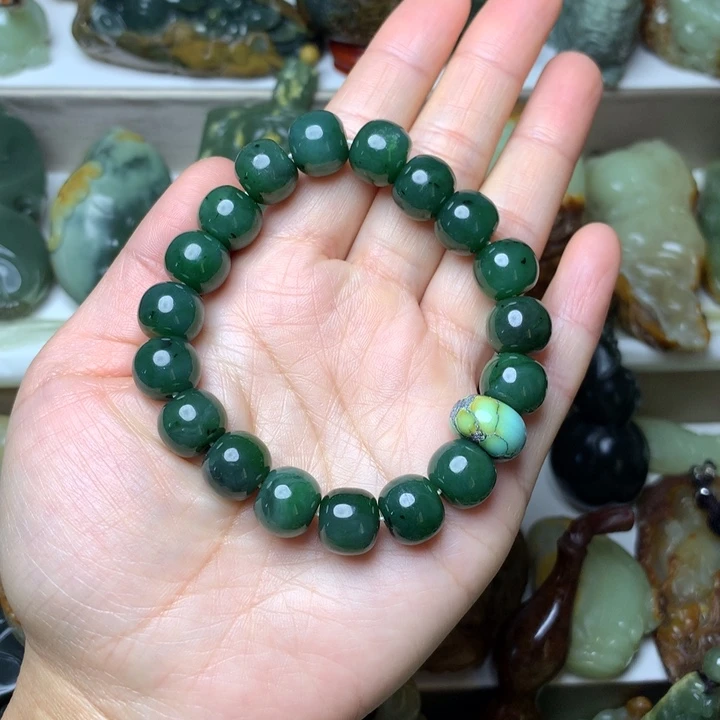 和田玉（碧玉）手链未镶嵌小*子