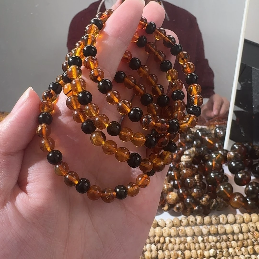 琥珀未镶嵌裸石抚顺琥珀6mm多宝