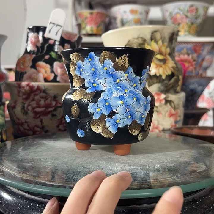 景德镇幸运花盆手绘韩式花盆