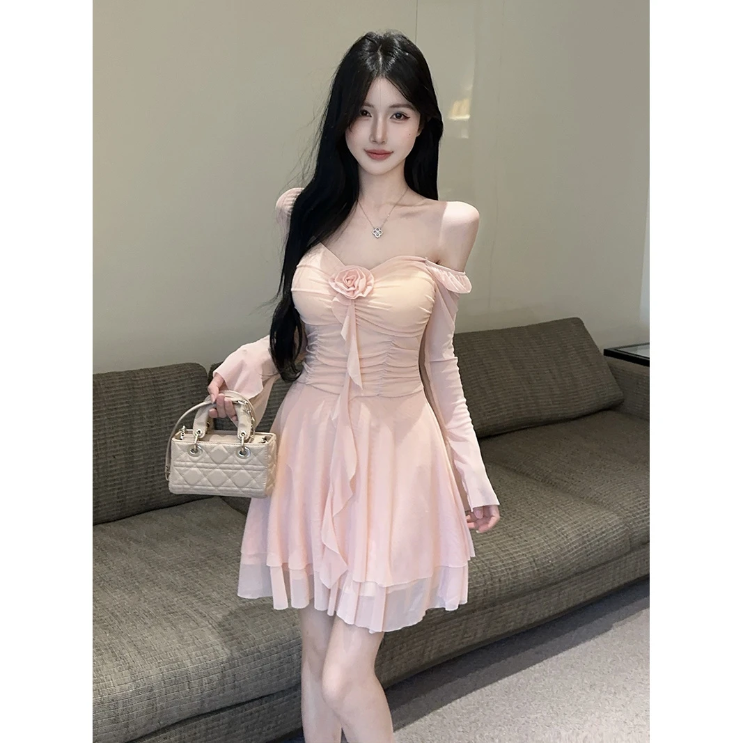 法式网纱荷叶边吊带连衣裙设计感别致A字短裙女装禅意仙气飘飘