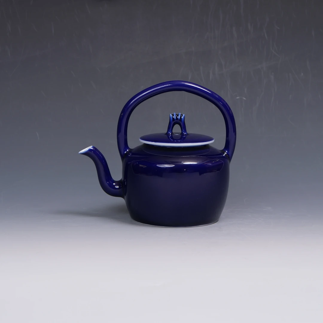兰子-霁蓝单色釉茶壶提梁壶