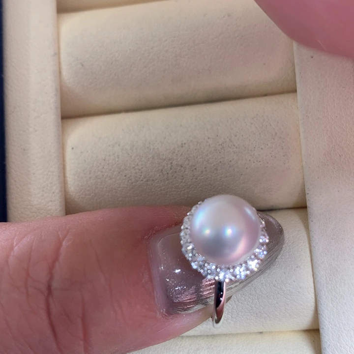 银S925镶嵌戒指海水珍珠