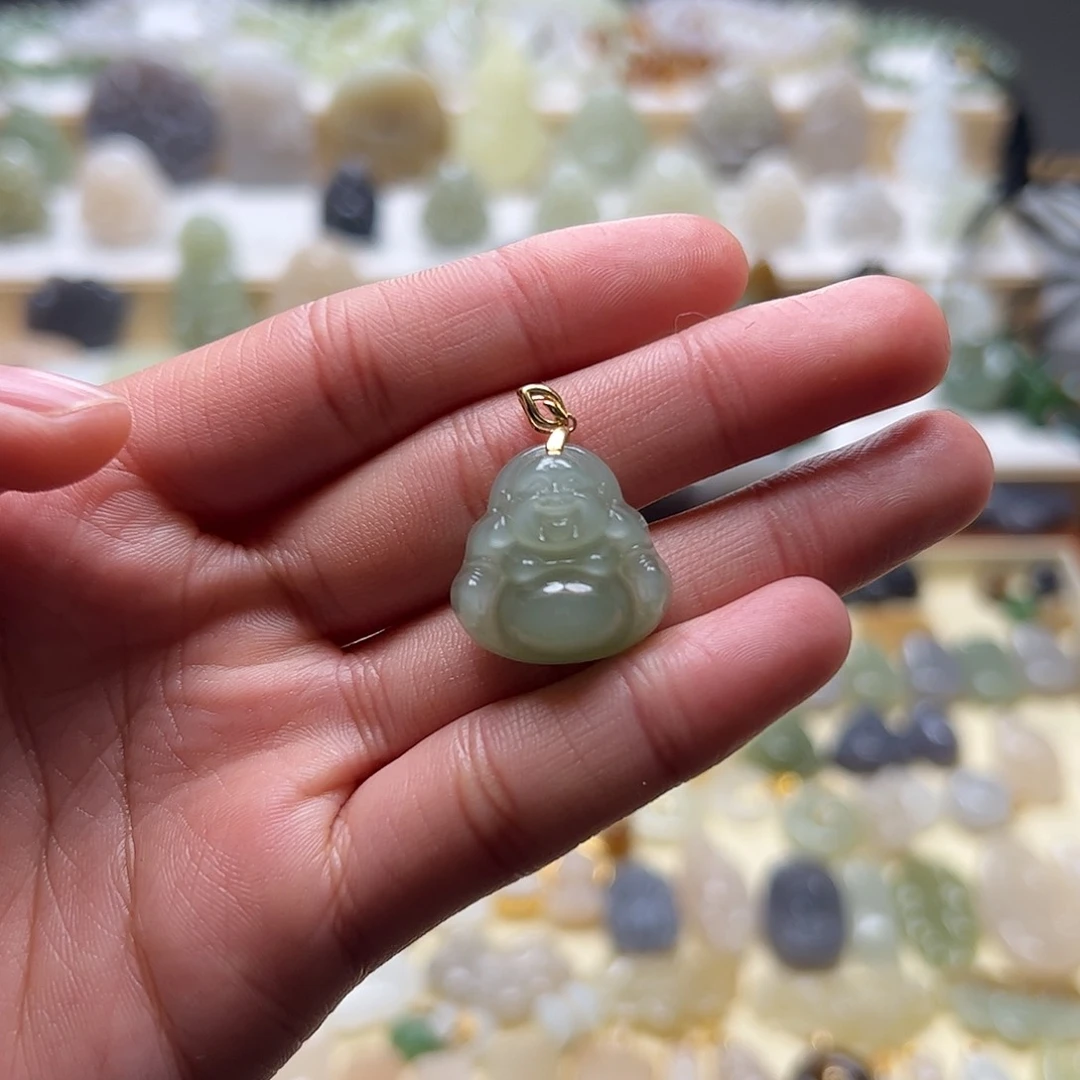和田玉吊坠(赠链)18K金镶嵌?****?