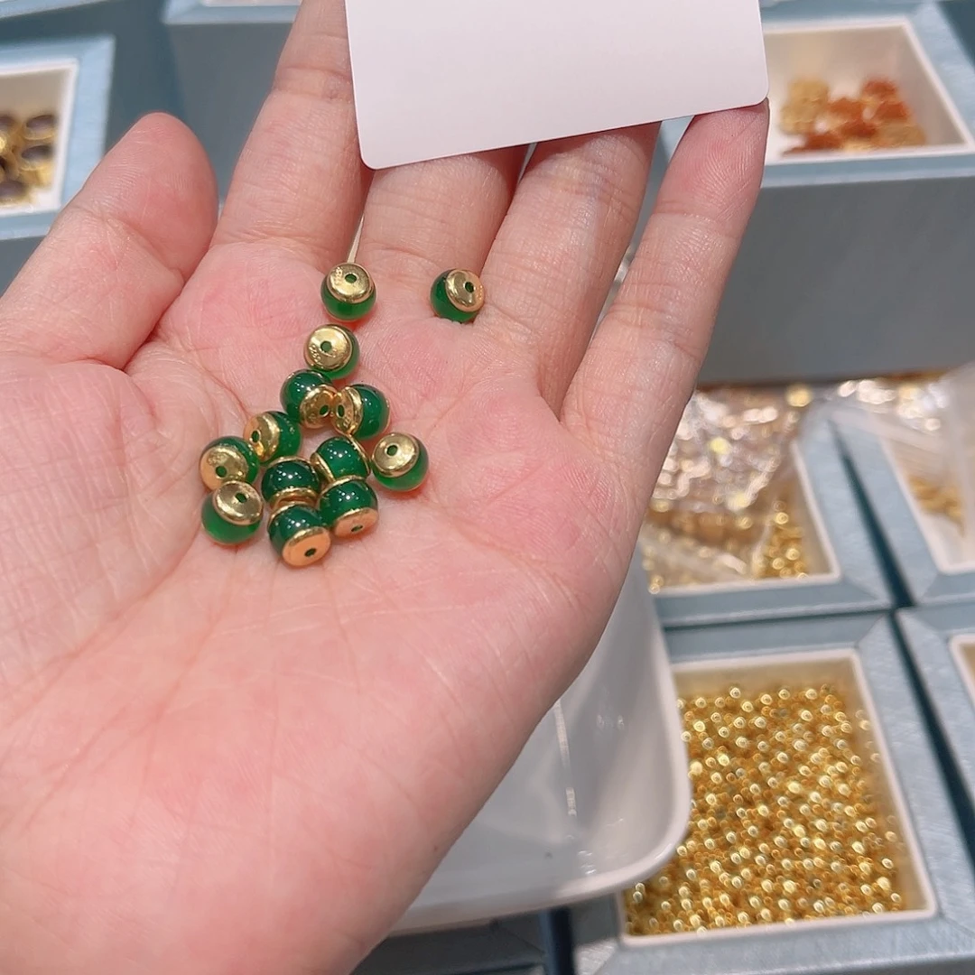 水晶珠宝半成品银S925镀金镶嵌80 。