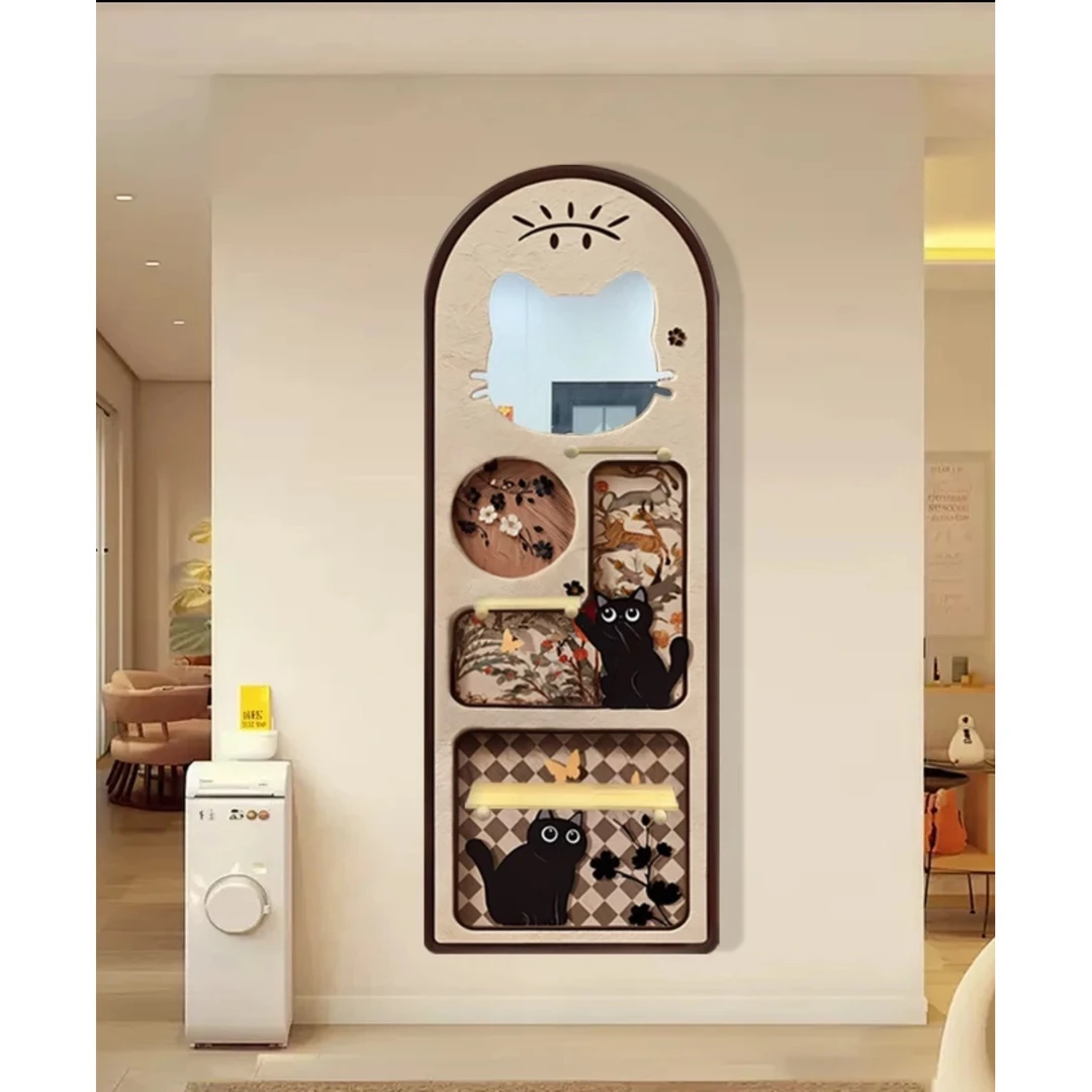 【云尚】中古风猫咪洞洞板装饰画进门奶油风玄关镜子