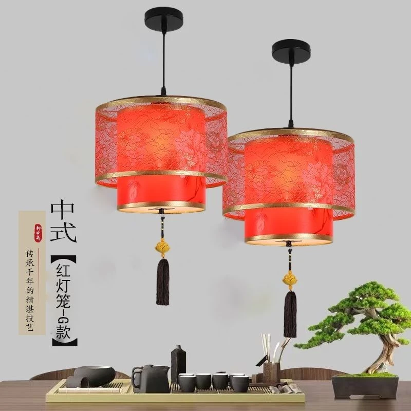 乌鲁木齐发货中式创意走廊吊灯LED红灯笼禅意阳台餐厅用房国风复