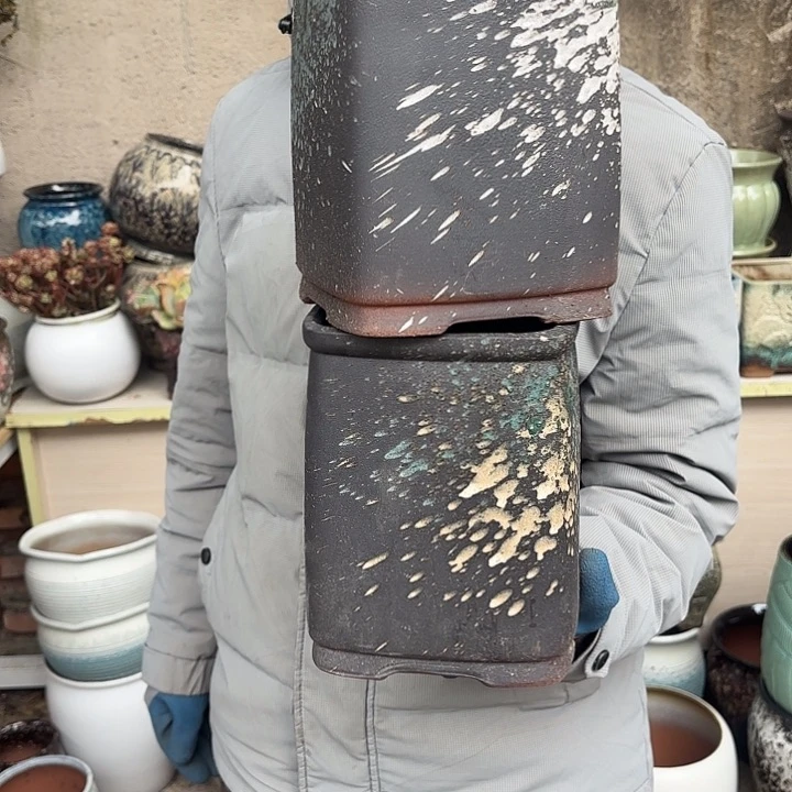 红陶泼墨两个口径15高度20