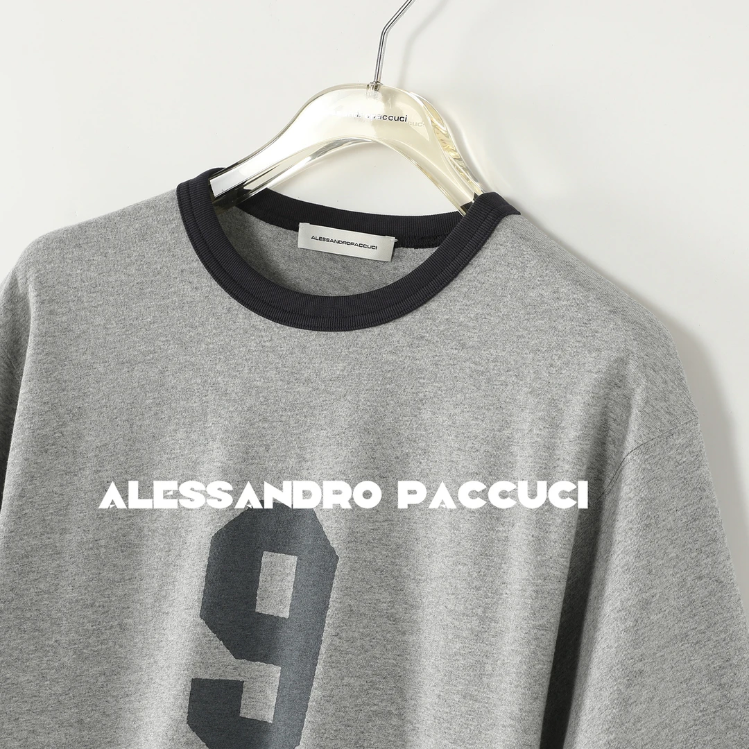 AP洛哥53118TT【9号】100棉撞色圆领宽松落肩印花时尚休闲短袖T恤