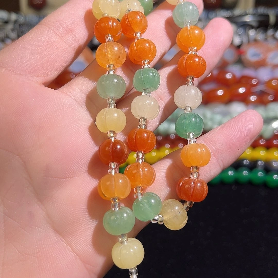 玛瑙/玉髓未镶嵌珠宝半成品金丝玉南瓜卡7*10mm
