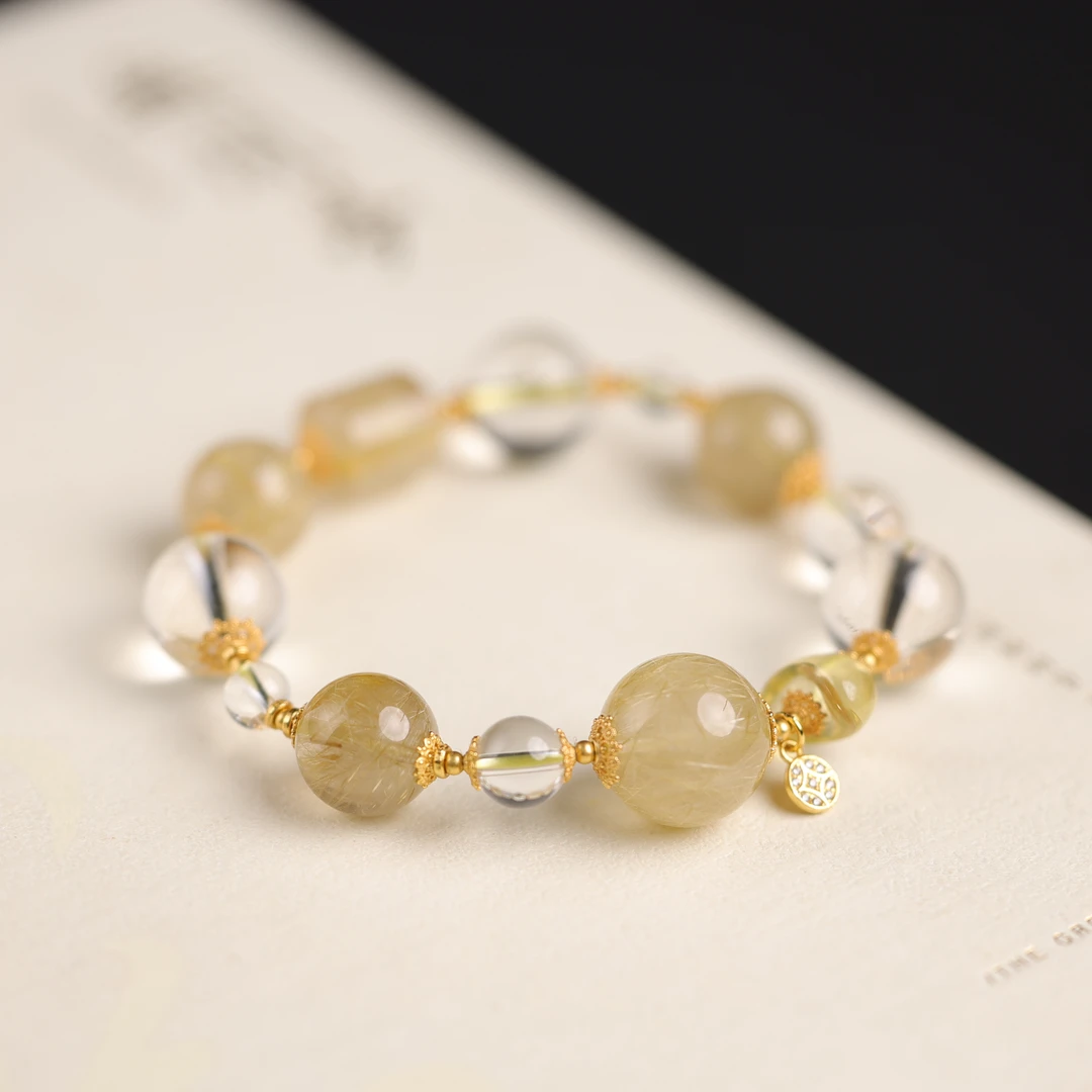 扶摇直上 | 原创设计精品高段位水晶金发晶手串