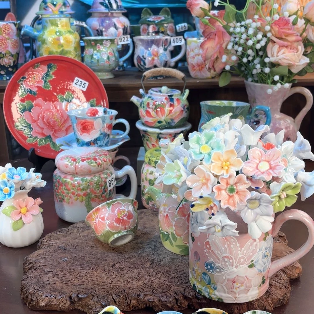 景德镇手绘高温釉下彩陶瓷茶具