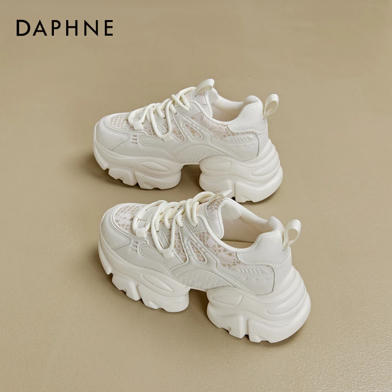 达芙妮女鞋2024春季新款小个子增高厚底老爹鞋时尚经典运动休闲鞋