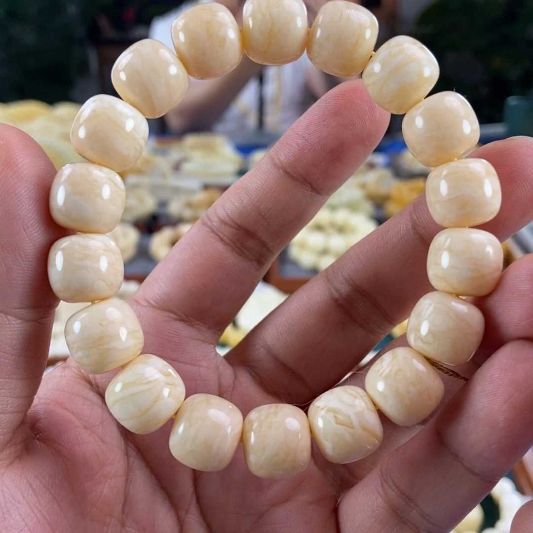 琥珀未镶嵌珠宝奇石13虎皮纹同料串24.34