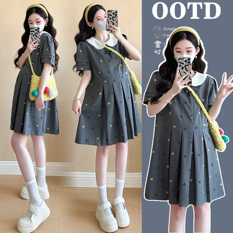 孕妇2025夏装可盐可甜显瘦减龄时尚小个子时髦薄款甜美孕妇连衣裙