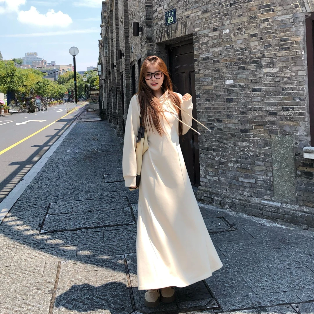 盈盈&南岛风大码女装连帽罩衫连衣裙胖mm休闲真两件套装ZYY2105