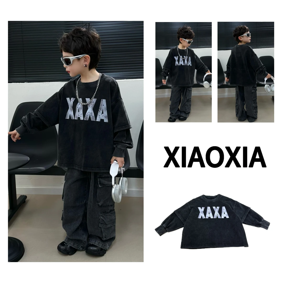 XXJ 1860 不羁【撞色渐变】炒色拼接卫衣