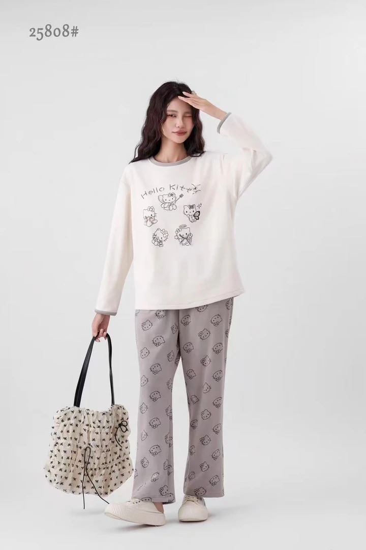 2025秋冬新款ab休闲海岛绒时尚精品睡衣家居服套装