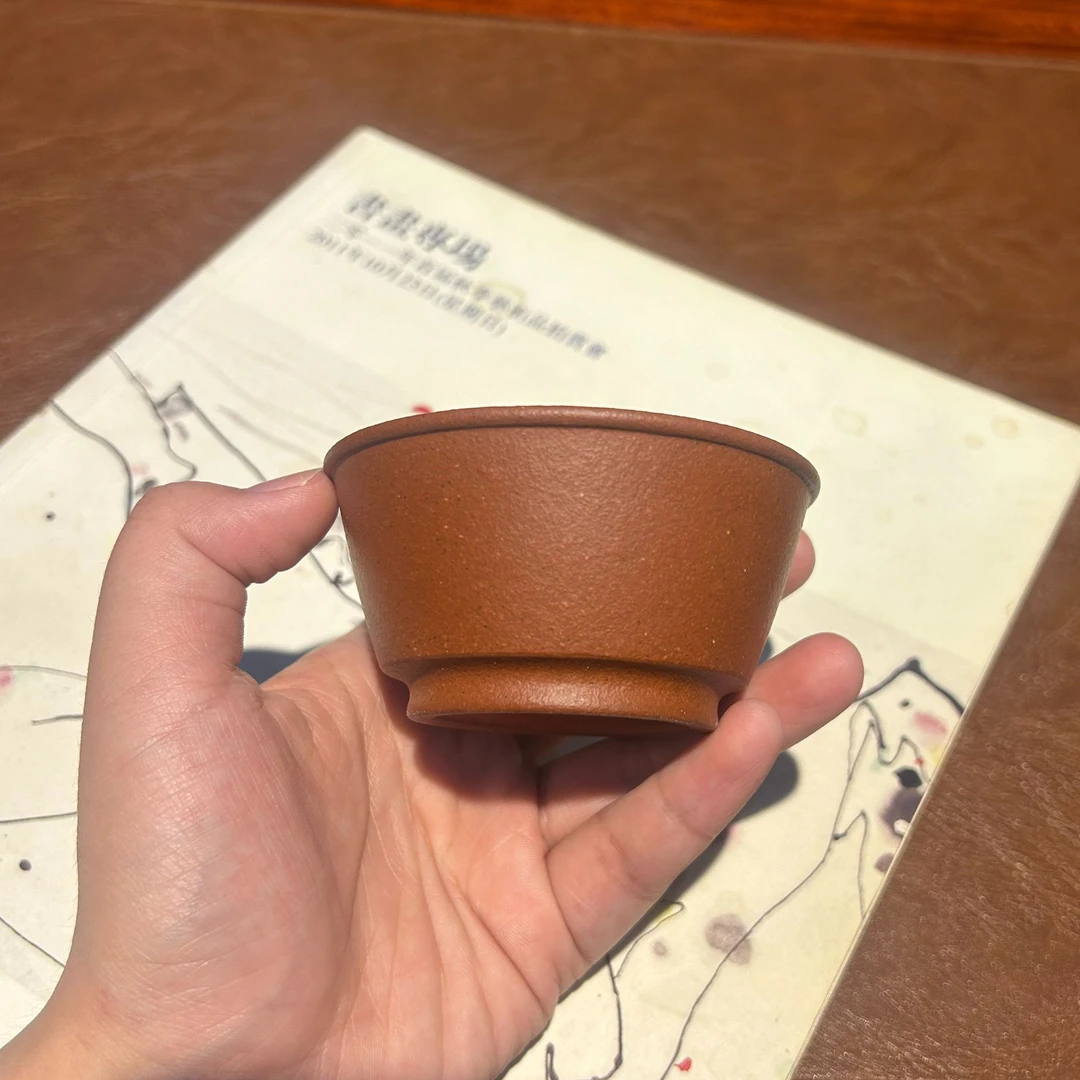 【素砂堂】原矿99红降坡宽口主人杯手工紫砂主人杯