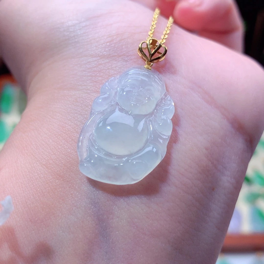 翡翠吊坠(不含链)18K金镶嵌