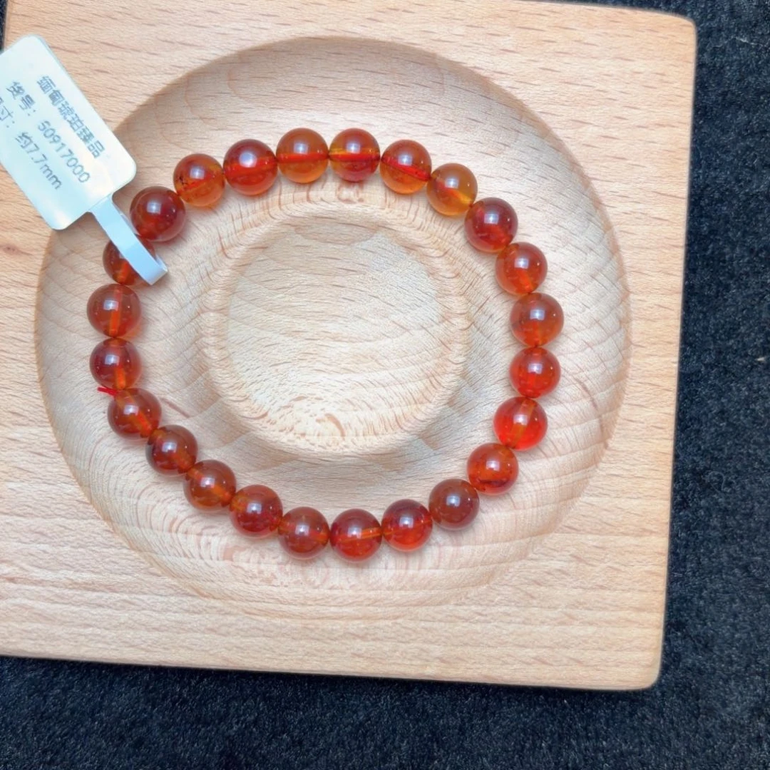 琥珀未镶嵌珠宝奇石7.5mm血红蜜