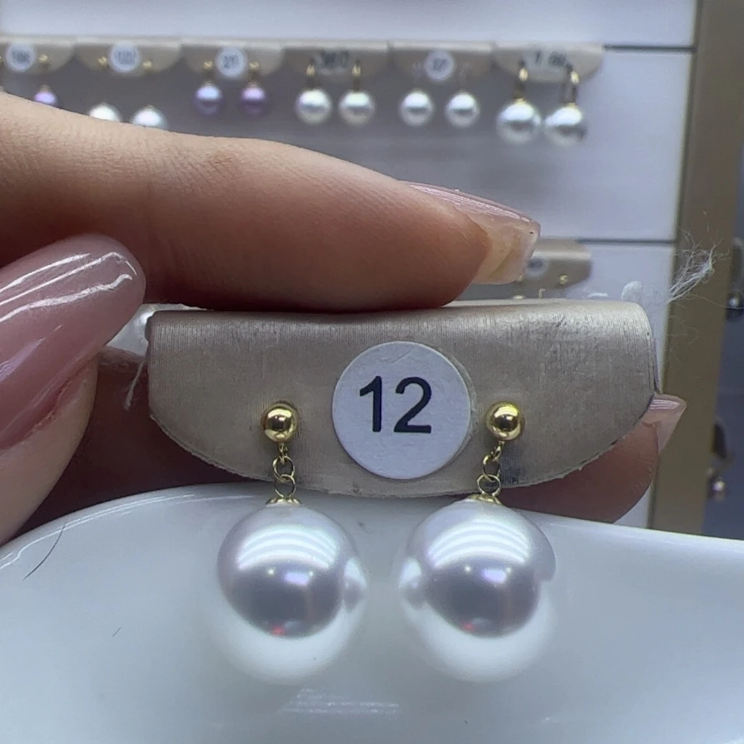 淡水珍珠耳饰18K金镶嵌