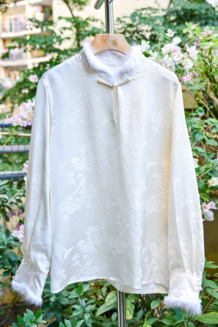 【探春】新中式国风提花衬衫女秋冬复古内搭显瘦上衣