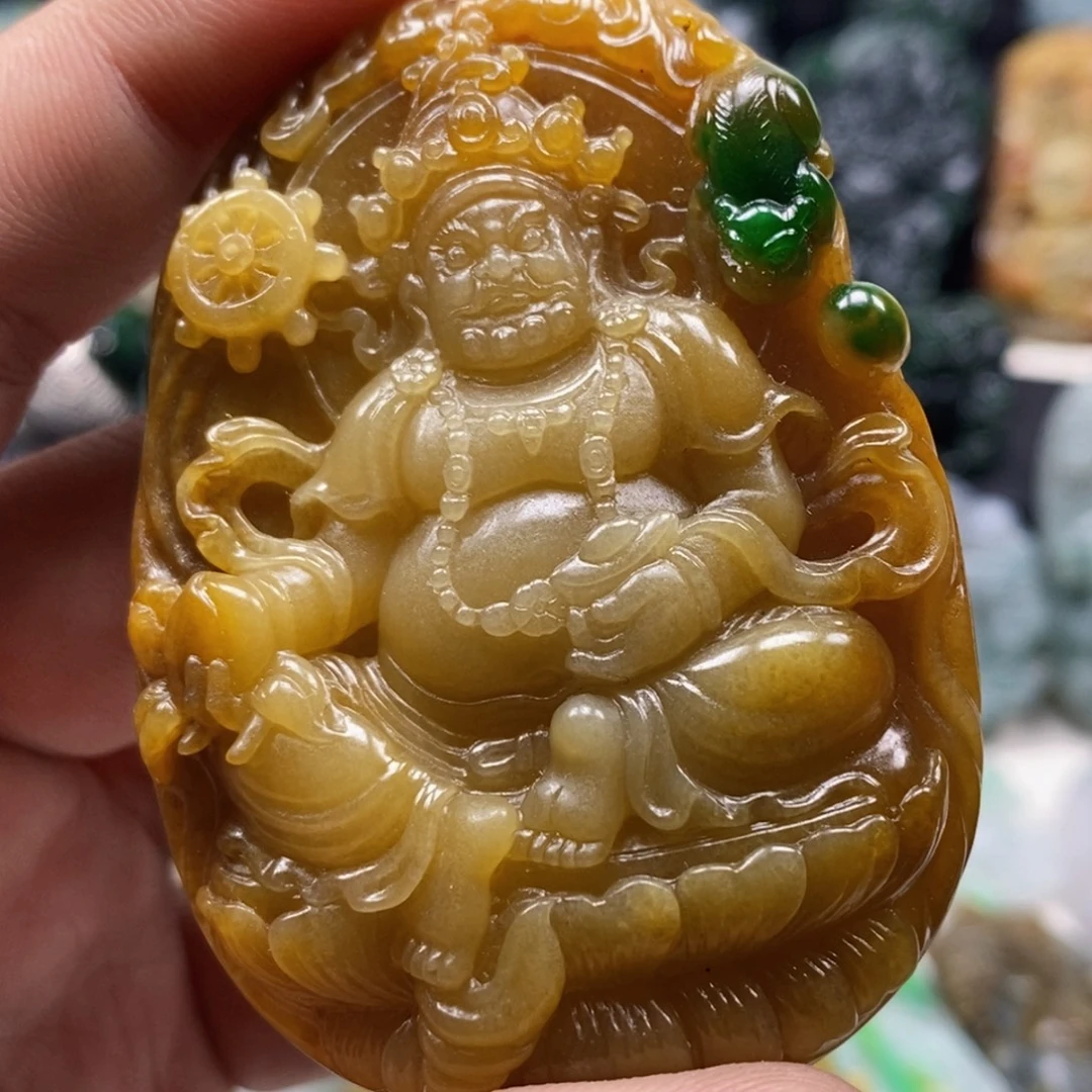 曾***＜未镶嵌定制翡翠天然翡翠A货黄财神