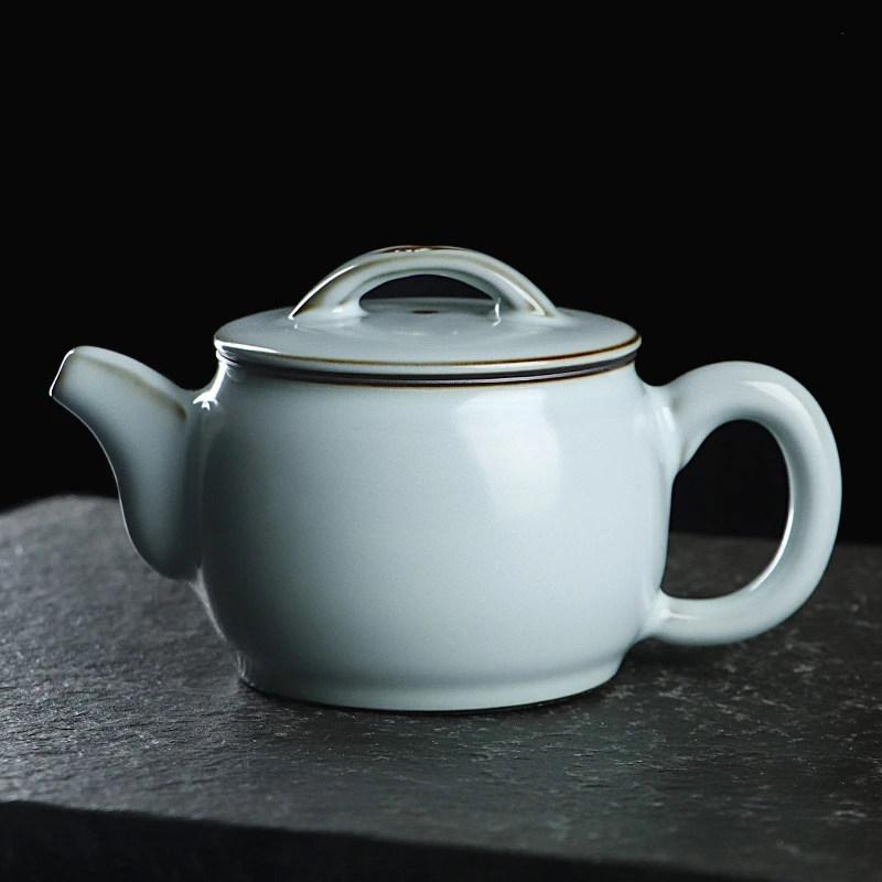 凝香阁 茶养开片铁胎天青汝窑汉瓦壶 陶瓷功夫茶具大容量泡茶壶