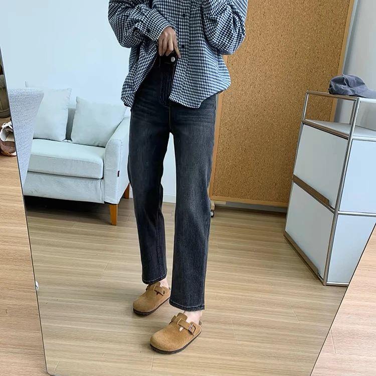 高货直腿神裤！抗皱四面弹法棍裤高腰显瘦直筒牛仔裤女25烟管裤042