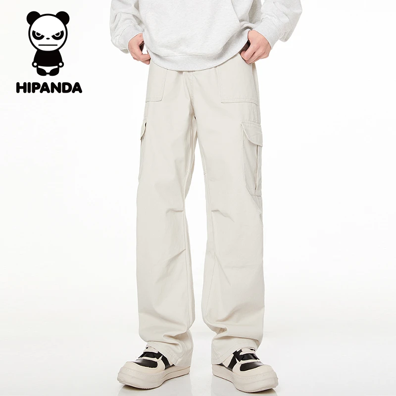 HiPanda你好熊猫工装裤男生夏季薄款纯棉直筒宽松百搭潮流休闲裤