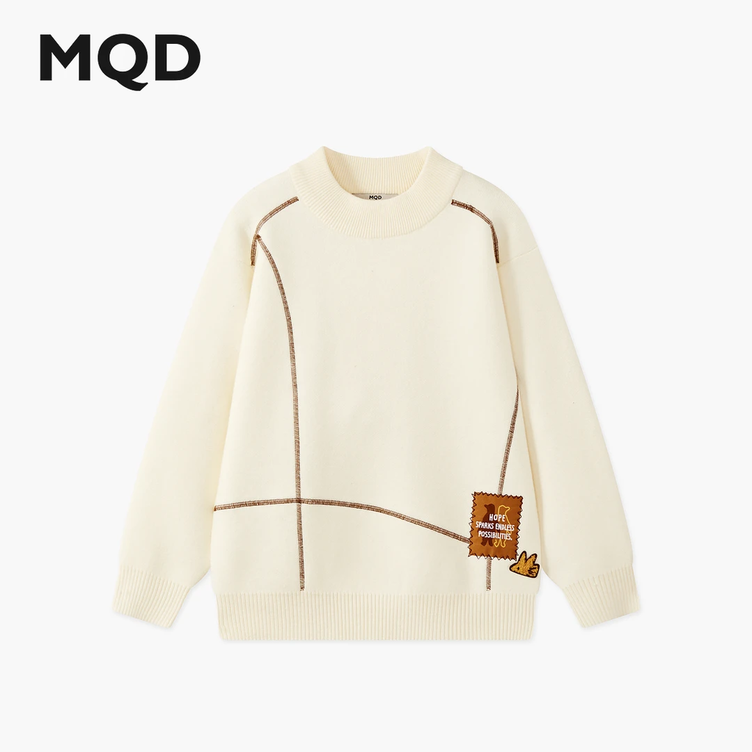 MQD男童25冬新款学院风亲肤保暖针织衫半高领毛衣9654W0757