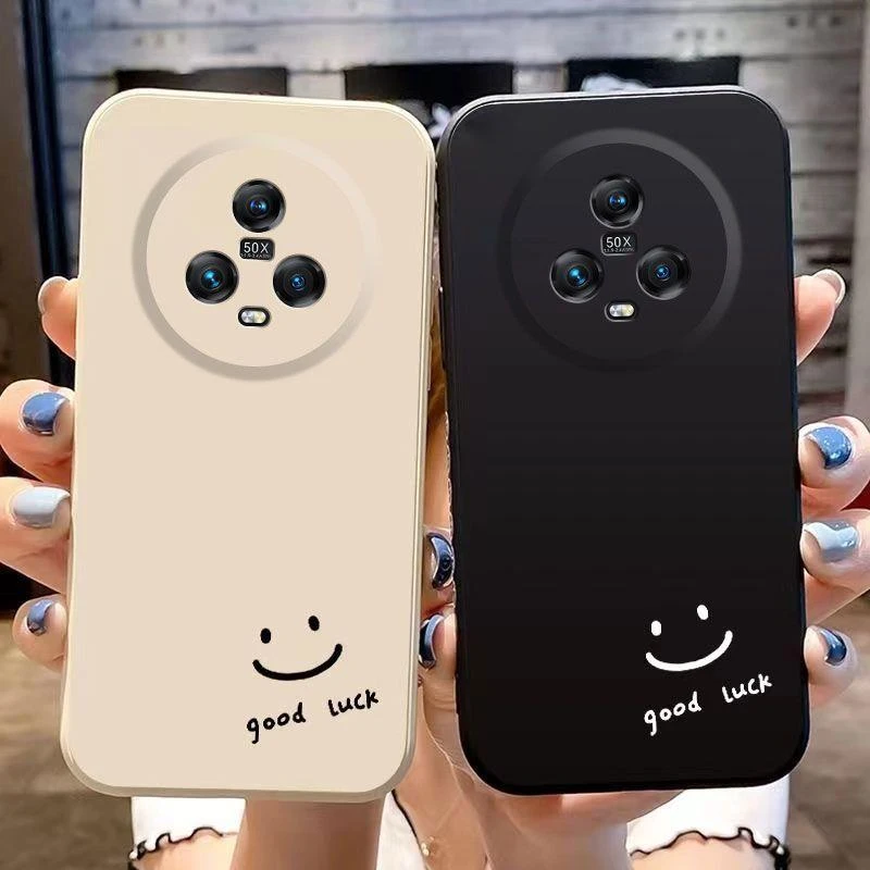 黑白简约笑脸适用荣耀magic5手机壳PGT-AN00软套软硅胶防摔情侣潮