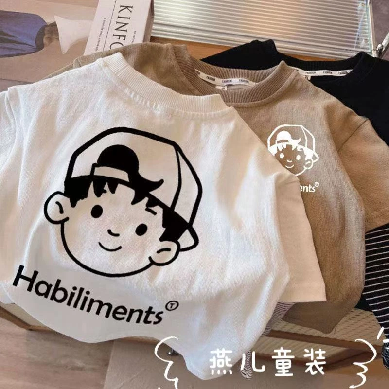 男童纯棉长袖T恤春秋装新款儿童卡通中小童宝宝上衣洋气打底衫男