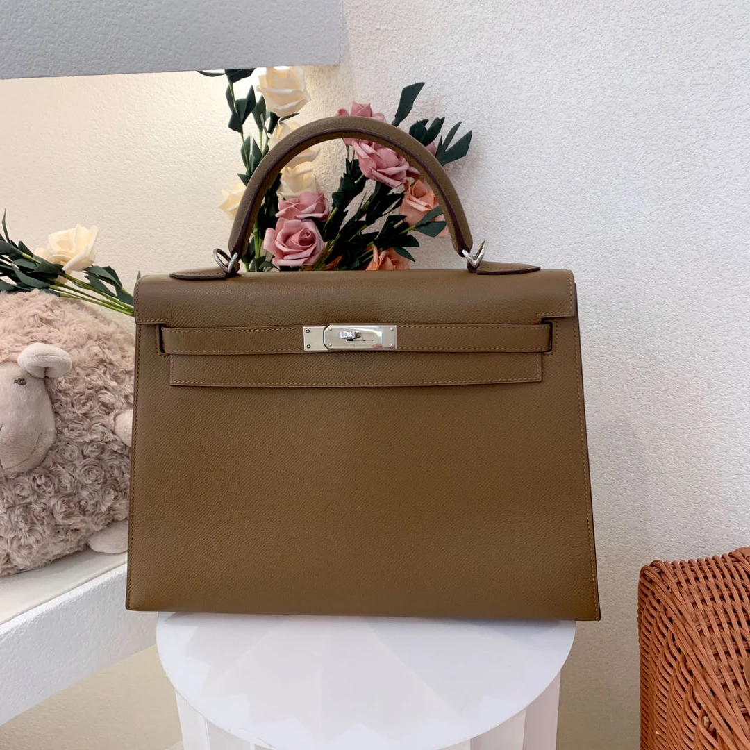 95新 Hermes/爱马仕 kelly 32 框M e皮 栗子色手提包mk103140