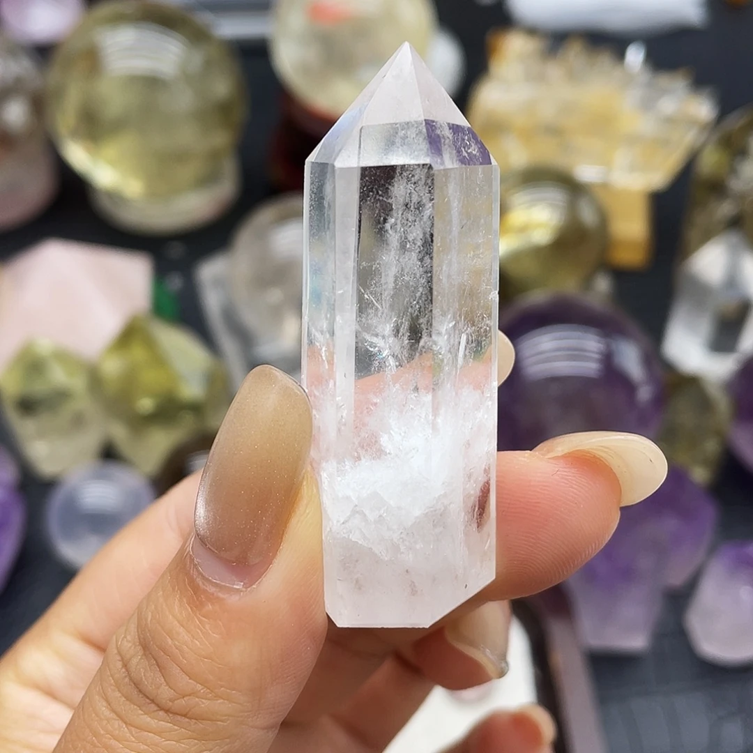 未镶嵌水晶珠宝半成品46白水晶柱子