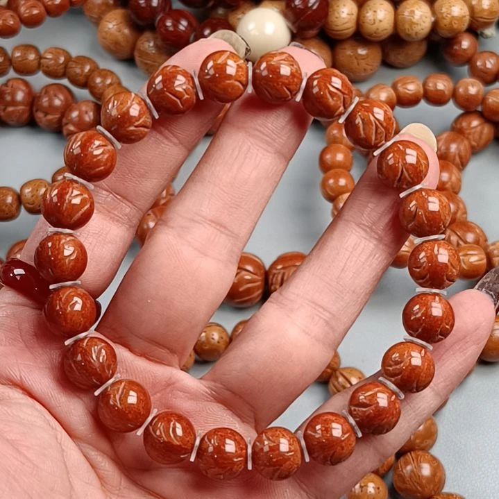 桃核手串1.0火焰纹定制产品超24小时不退换